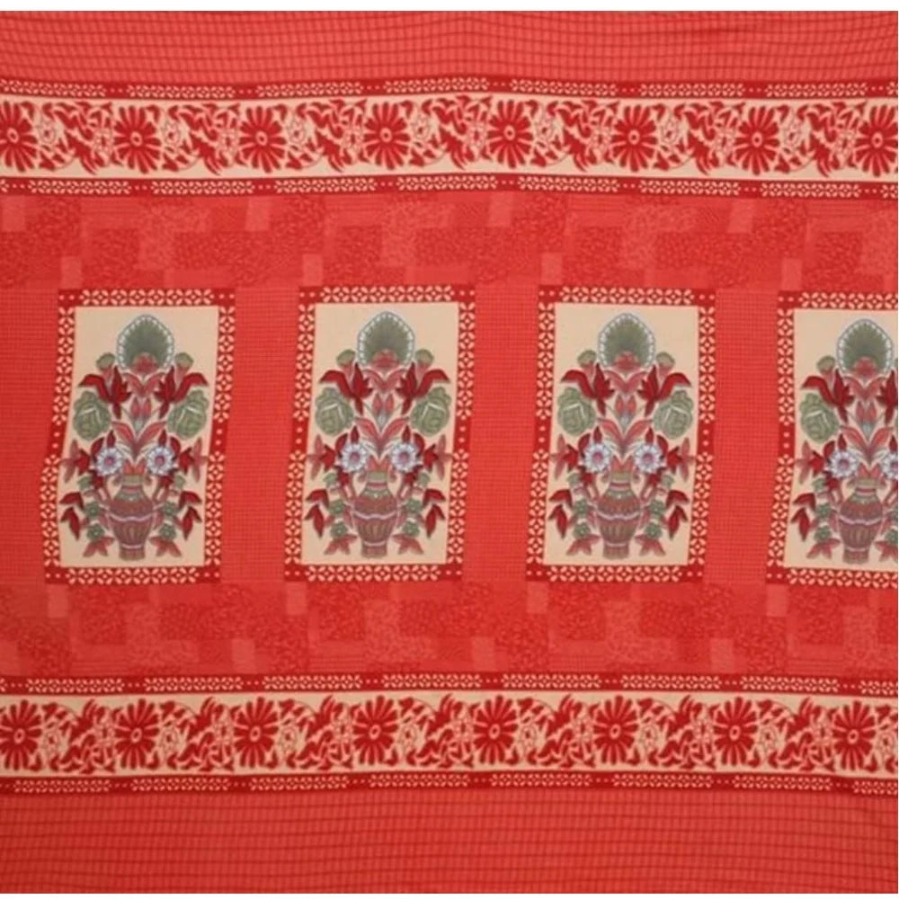 Generic Fleece Floral Printed Double Polar Warm Bedsheet with 2 Pillow Cover (Red)