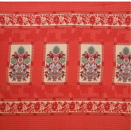 Generic Fleece Floral Printed Double Polar Warm Bedsheet with 2 Pillow Cover (Red)